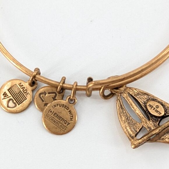 Alex & Ani Bronze Sailboat Charm Gold Stacking Bangle Bracelet - Picture 7 of 7